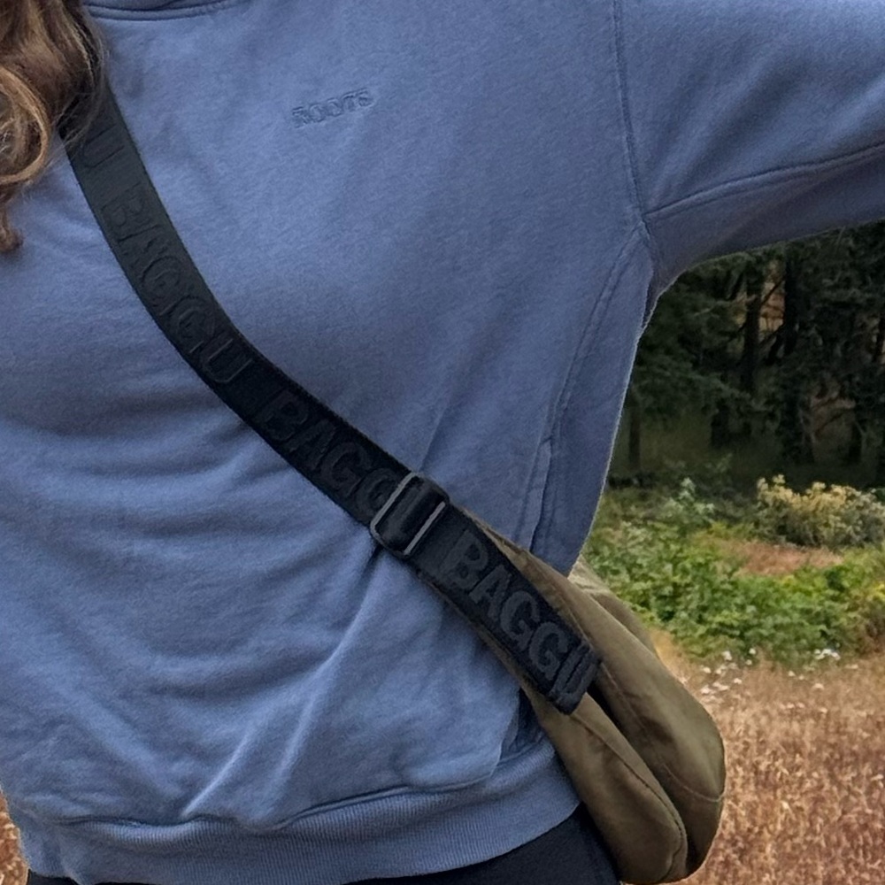 Olive green Baggu bag - well loved
